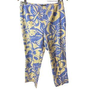 Harold’s Yellow Blue Flat Front Cropped Pants Sz 8